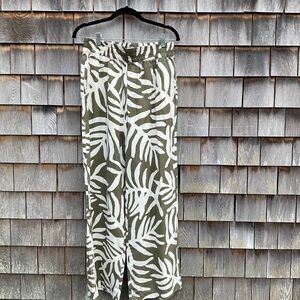 Sanctuary Olive and White Leaf Maxi Pants